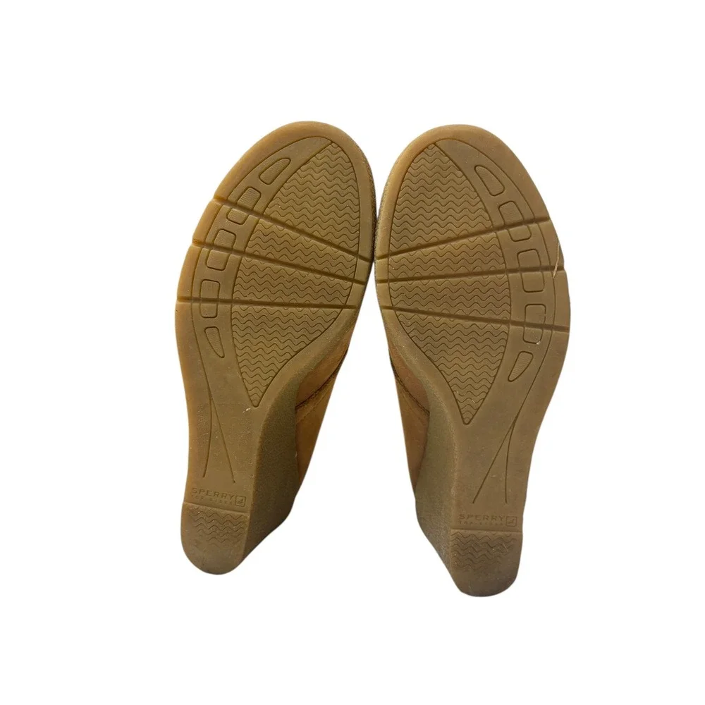 Sperry Women's Retro Tan Leather Lace‑Up Ankle Booties Wedge Heel Casual 6.5‎